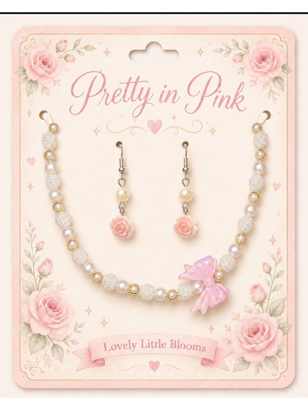 Pretty in Pink Lovely Little Blooms Necklace and Earrings Set